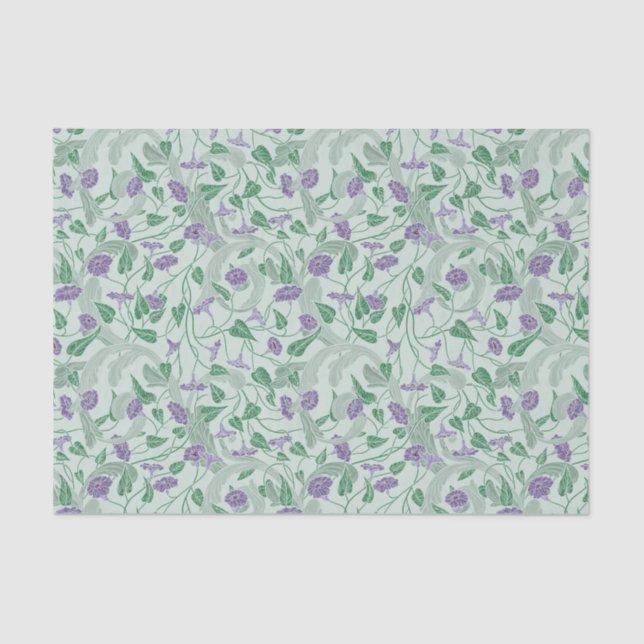 Victorian Purple Flower Ivy Decorative Flourish Tissue Paper (Front)