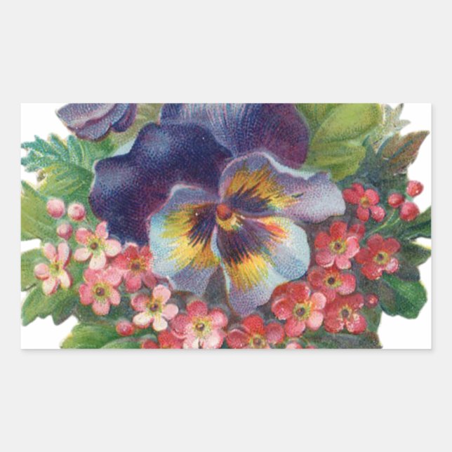 Victorian Purple Pansy Bouquet for Mother's Day Sticker (Front)