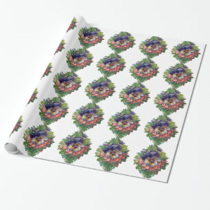 Victorian Purple Pansy Bouquet for Mother's Day Wrapping Paper