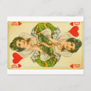 Victorian queen of hearts postcard