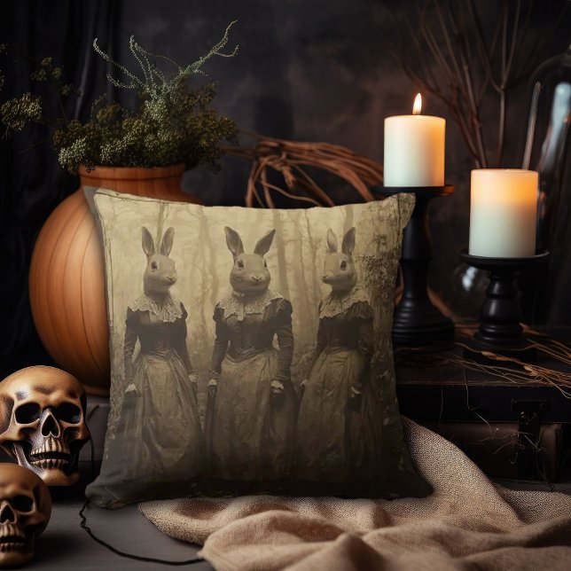 Victorian Rabbit Ladies Throw Pillow (Creator Uploaded)