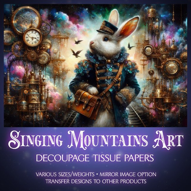 Victorian Rabbit Vintage Steampunk Decoupage  Tissue Paper (Creator Uploaded)