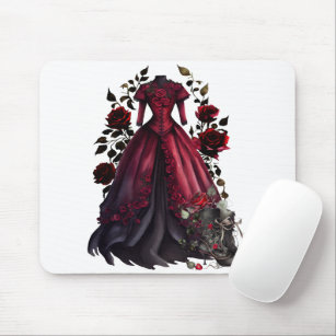 Victorian Red Dress and Heels   Antique Roses Gown Mouse Pad