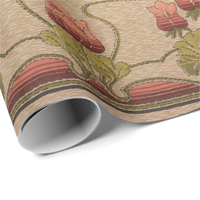 Victorian red floral frieze wrapping paper (Roll Corner)