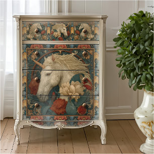 Victorian Red Floral William Morris Style Unicorn Tissue Paper