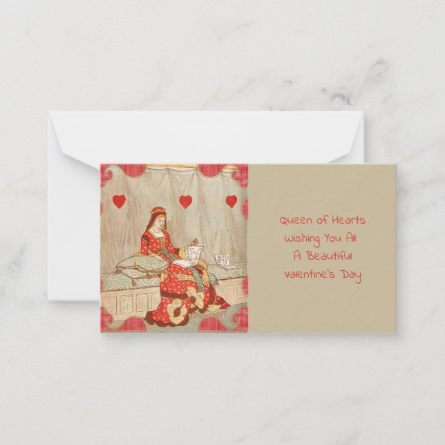Victorian Red Heart Queen Art Love Card (Front)