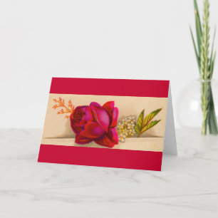 Victorian red rose card