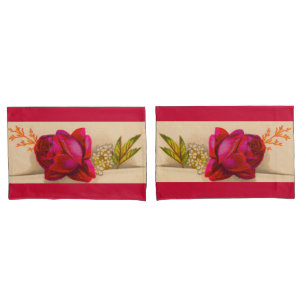 Victorian red rose pillowcase