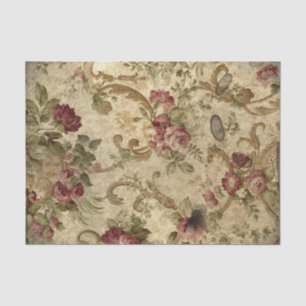 Victorian Red Roses and Scrolls Tissue Paper