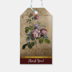 Victorian Red Roses Ephemera Thank You Gift Tag