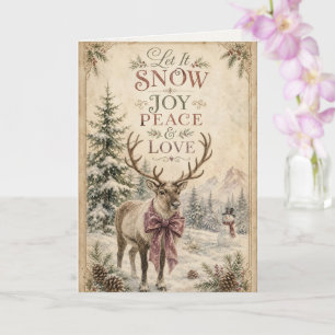 Victorian Reindeer Watercolor Christmas Card