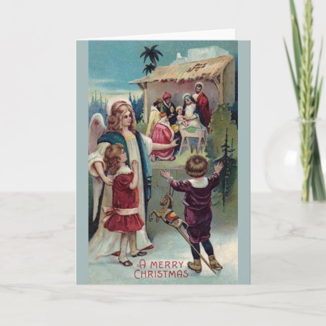 Victorian Religious Nativity Christmas Card (Front)
