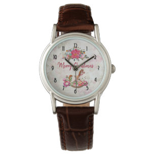 Victorian Rocking Horse & Poinsettia Christmas Watch