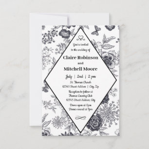 Victorian Rose - 3x5 Wedding and Reception Invite