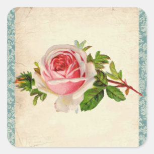 Victorian Rose and Damask Square Sticker