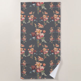 Victorian Rose and Lily Bouquet  Beach Towel