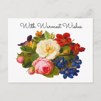 Victorian Rose Bouquet With Warmest Wishes Postcard