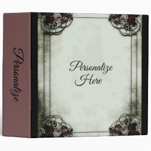 Victorian rose chabby chic grey pink black binder