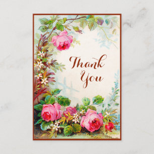 Victorian Rose Cottage Garden Blank Thank You Card