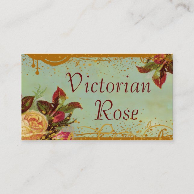 Victorian Rose Custom Standard Size Business Cards (Front)