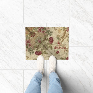 Victorian Rose Design Orig monogram Doormat