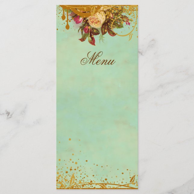 Victorian Rose Elegant Menu Card (Front)