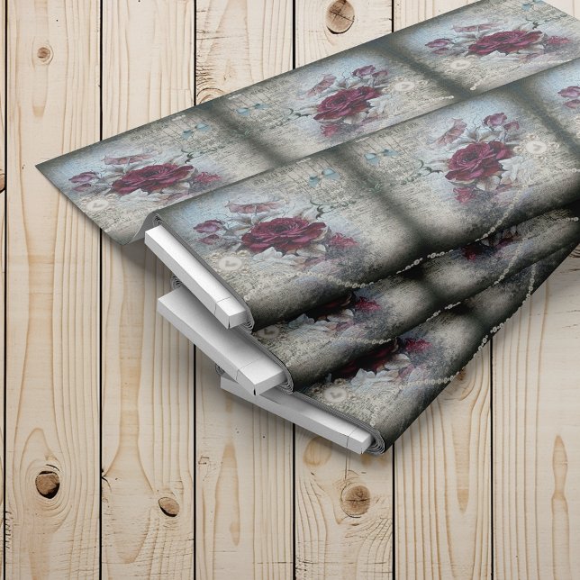 Victorian Rose Ephemera Mirror Pattern Fabric (Creator Uploaded)