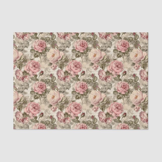 Victorian Rose Floral Ephemera Decoupage Tissue Paper (Front)