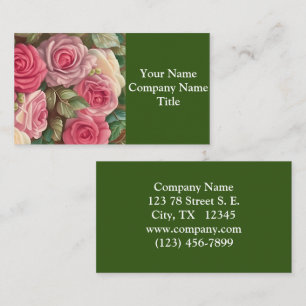 Victorian Rose Garden - Pastel Pink Blooms Business Card