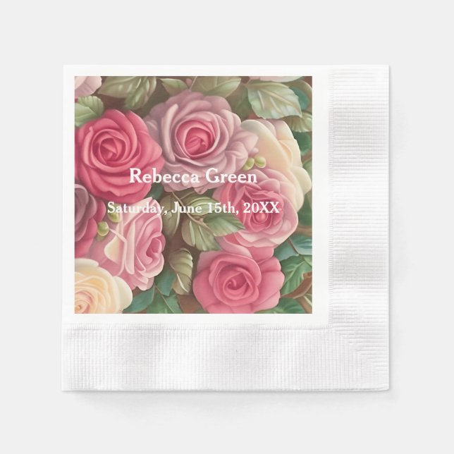 Victorian Rose Garden - Wedding Bouquet Napkin (Front)