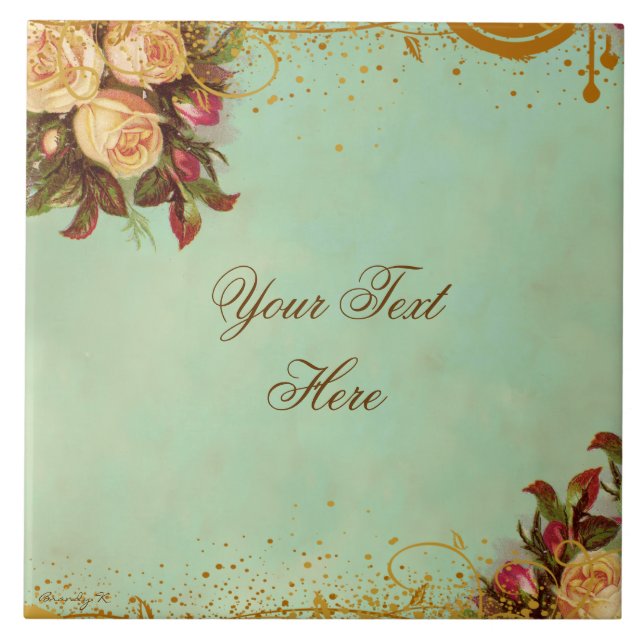 Victorian Rose Personalized Art Tile (Front)
