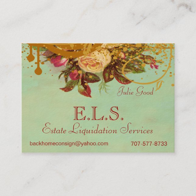 Victorian Rose Swirls & Splatter Standard Biz Card