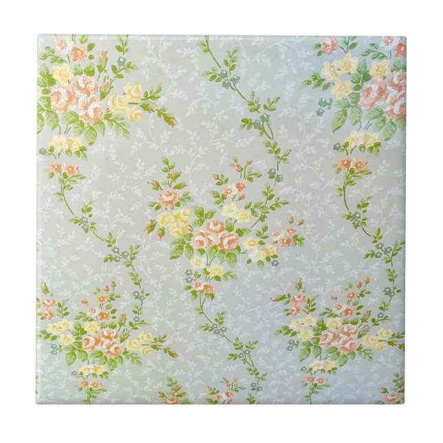 Victorian Roses and Vines Ceramic Tile (Front)