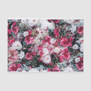 Victorian Roses Floral pink mauve white black Tissue Paper