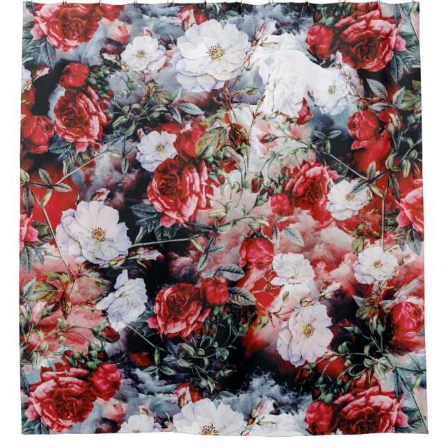 Victorian Roses Floral red white black bath (Front)