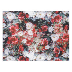 Victorian Roses Floral red white black Tablecloth