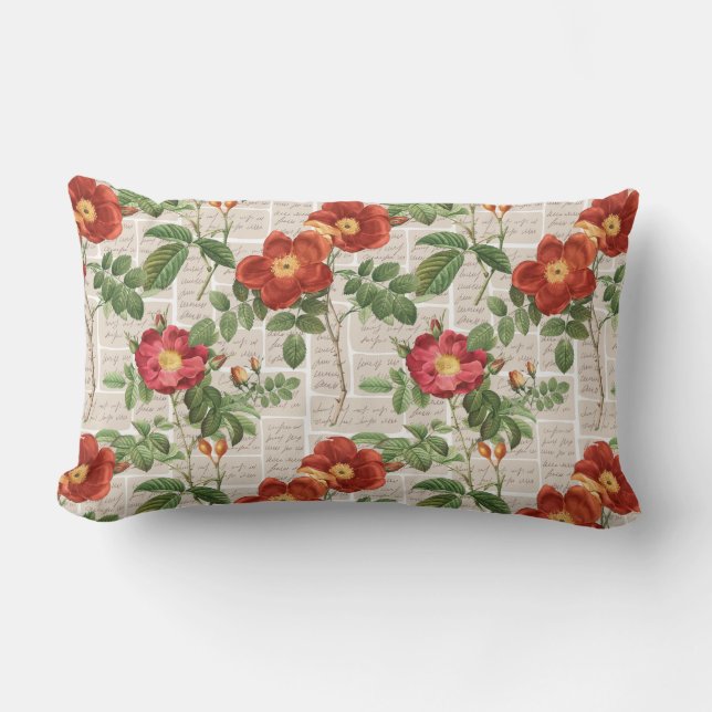 Victorian Roses Heritage Illustrations Collection Lumbar Pillow (Front)