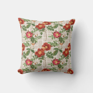 Victorian Roses Heritage Illustrations Collection Throw Pillow