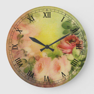 Victorian Roses Large Clock