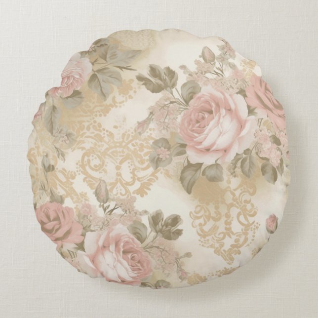 Victorian Roses Print Throw Pillow (Front)