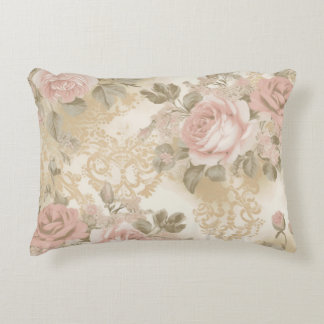 Victorian Roses Print Throw Pillow