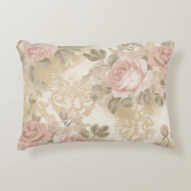 Victorian Roses Print Throw Pillow (Front)