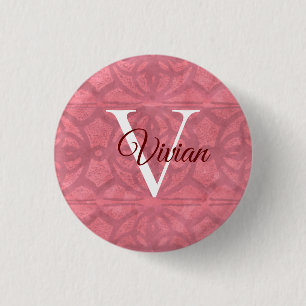 Victorian Rouge Pink 1 Inch Round Button