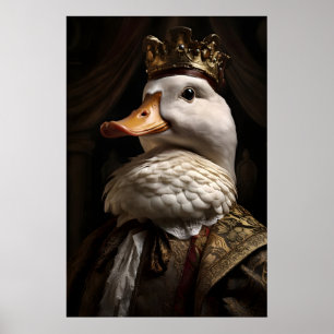 Victorian Royal Duck Portrait, Vintage Animal Art Poster