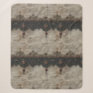 Victorian Ruby Lace Gothic Pattern (1) Sherpa Blanket