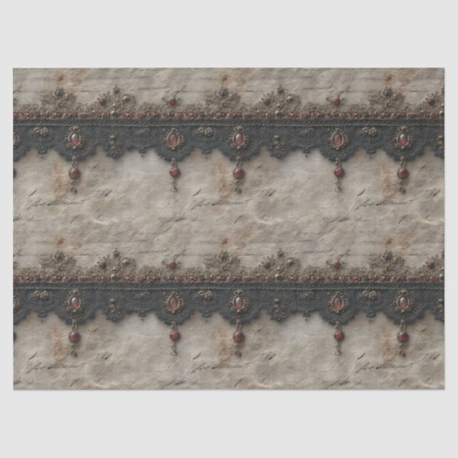 Victorian Ruby Lace Gothic Pattern (1) Tissue Paper (Front)
