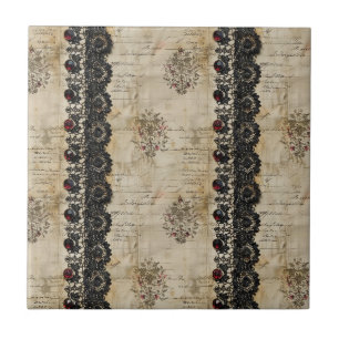 Victorian Ruby Lace Gothic Pattern (5) Tile