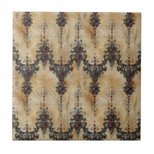 Victorian Ruby Lace Gothic Pattern (7) Tile
