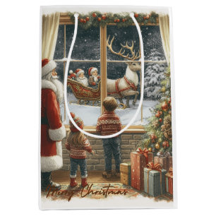 Victorian Rustic Christmas Card Medium Gift Bag
