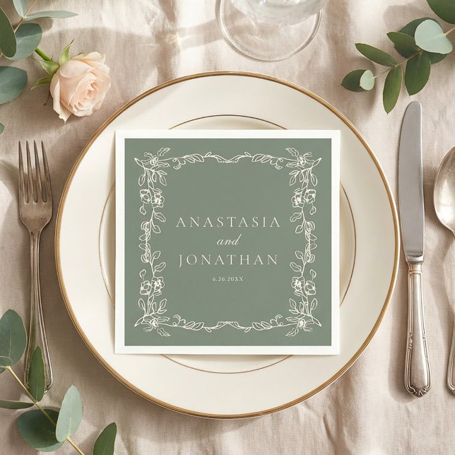 Victorian Sage Green Wedding  Napkin (Creator Uploaded)